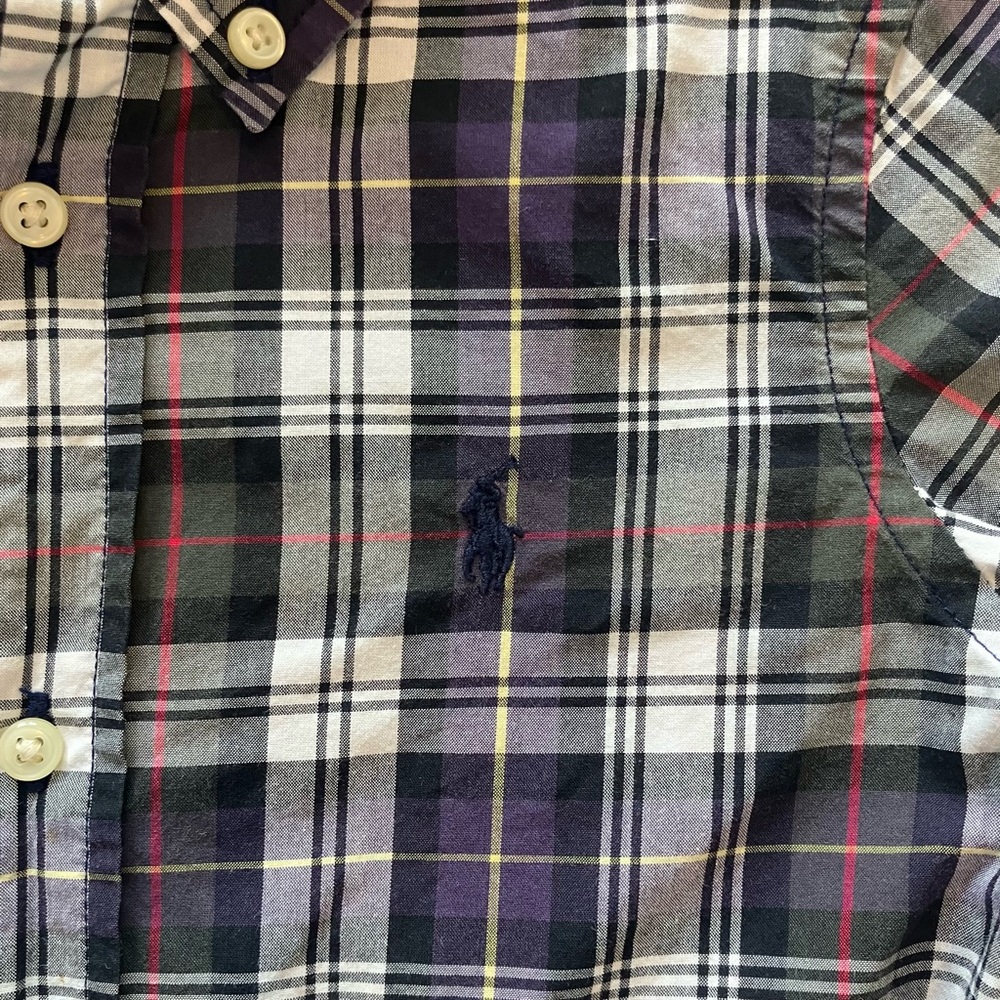 Ralph Lauren Toddler Boy Oxford Button Down Polo Shirt Plaid 2T - Picture 4 of 9